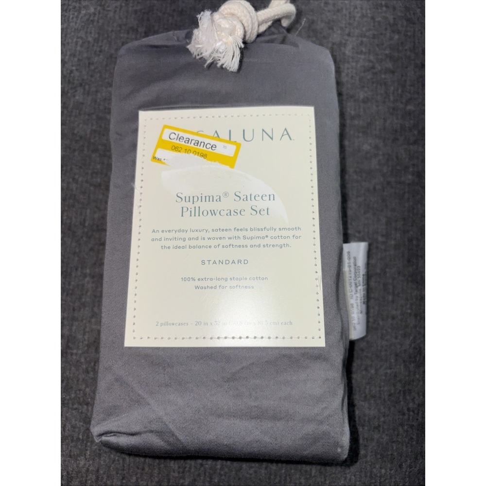 Casaluna Supima‎ Sateen Pillowcase Set Standard Dark Grey